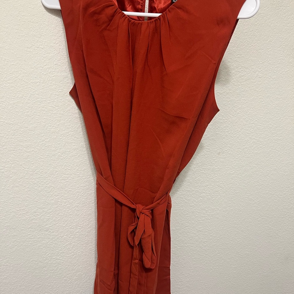 Elegant Rust Sleeveless Dress